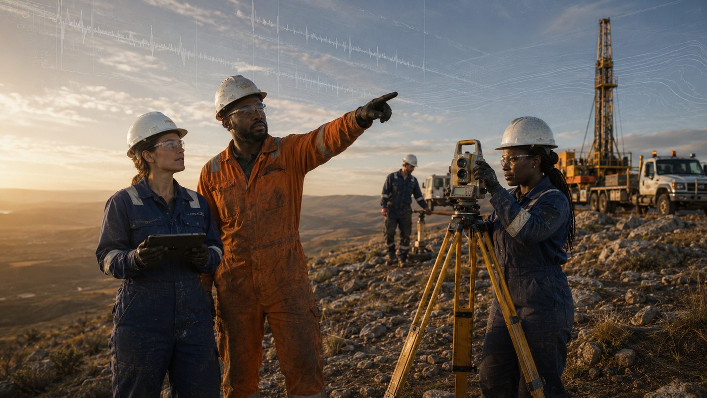 Survey team evaluating a prospective field site